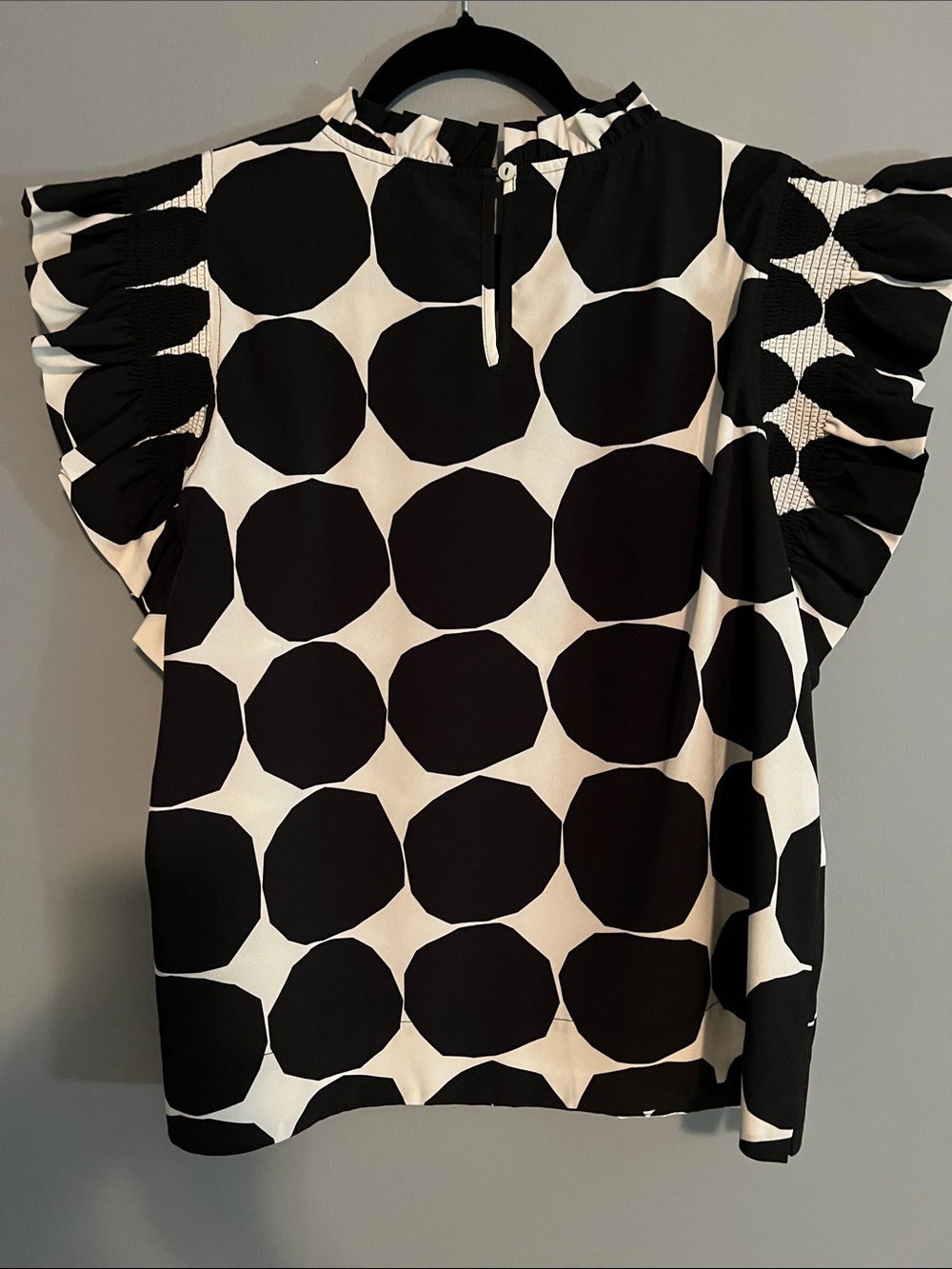 JODIFL Black and White Polka Dot Ruffle Sleeve Blouse - Picture 2 of 2